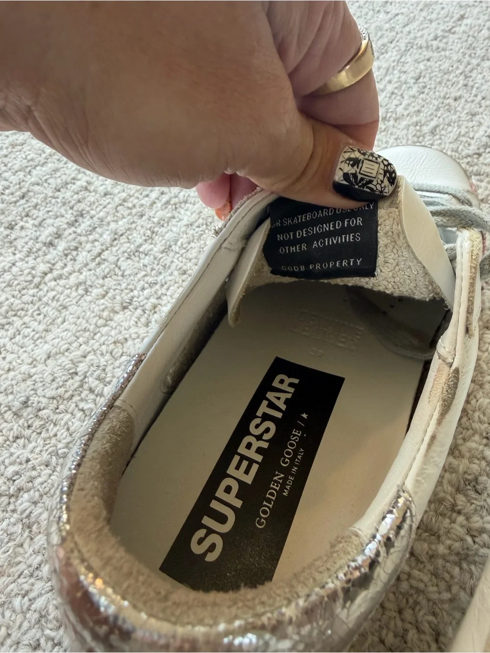 Golden Goose Super-Star Sneakers White Silver Pink Gray | Size 8.5/39